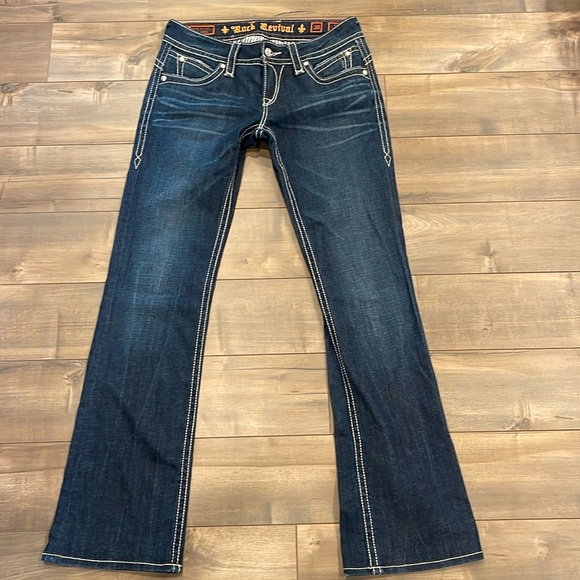 Rock Revival Denim - Rock Revival Amy bootcut 30 stretch jeans with front/back pockets and low rise